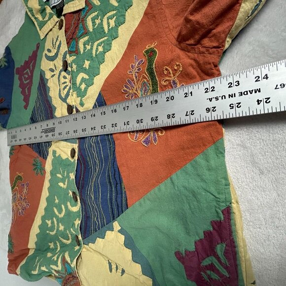 Vintage Silver Stream Patchwork Jacket One Size Cotton Bohemian Art To Wear - Picture 8 of 12